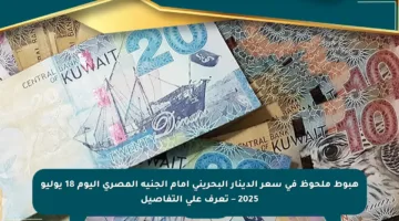 هبوط ملحوظ في سعر الدينار البحريني أمام الجنيه المصري اليوم 18 يوليو 2025 – تعرف على التفاصيل